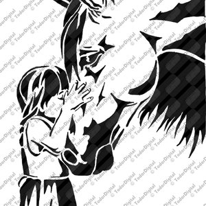 Ragazza con cavallo, bambina Svg, Clipart cavallo, Stencil ragazza e cavallo, file tagliati Svg