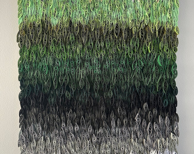 Abstract Quill Wall Art - Greens and Grays - Etsy