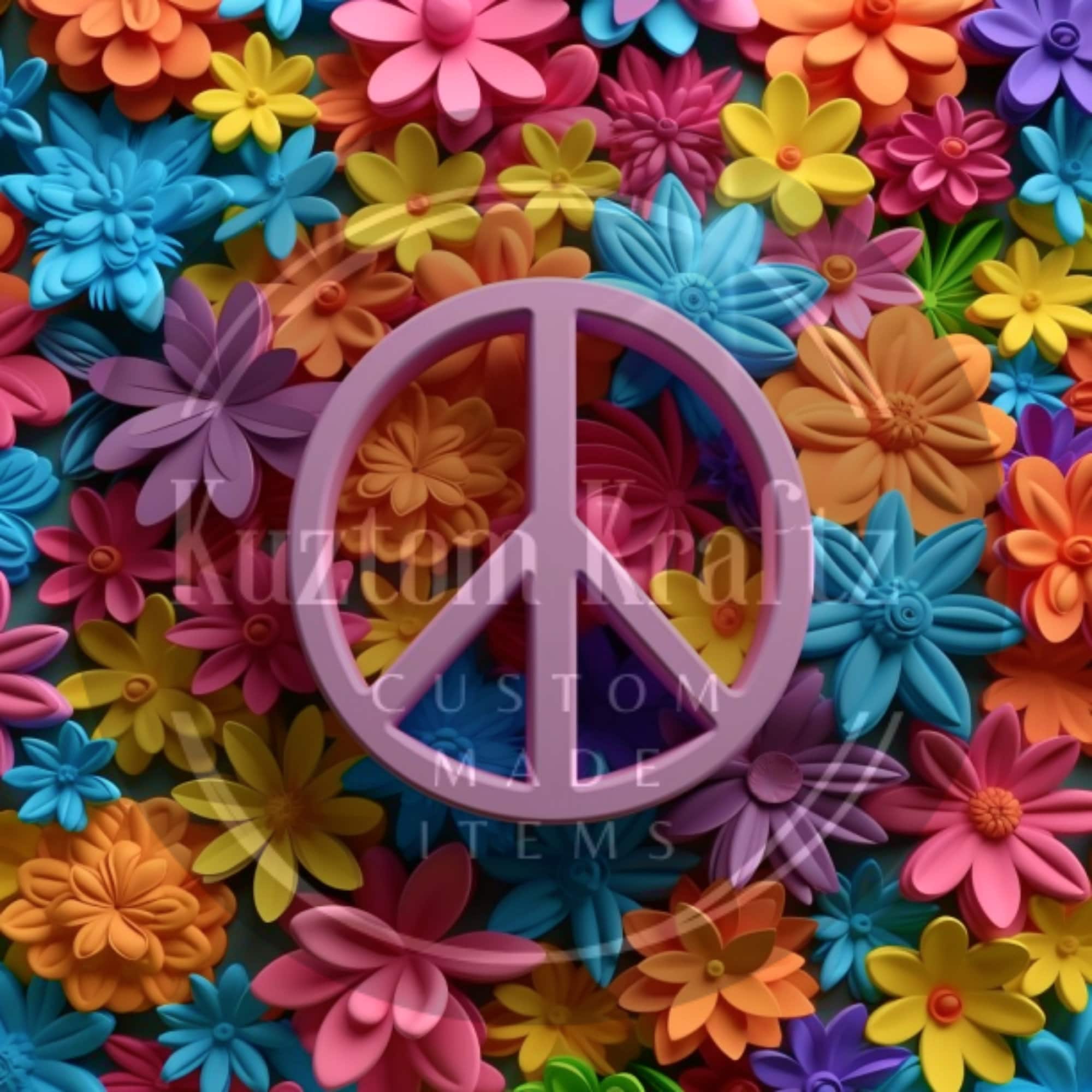 Wrapped Peace Sign 3D Peace Sign With Colorful Flowers 20oz Tumbler Wrap - Etsy