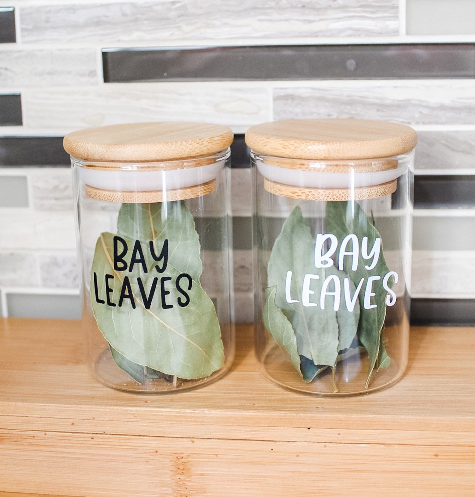 Bamboo lid Glass Jar Set of 12 4oz and 6.7oz with Standard Etsy