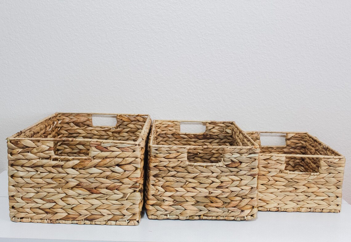 Water Hyacinth Basket Set of 3 Etsy