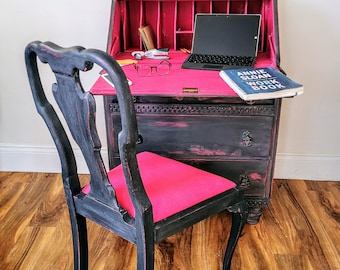 Writing Desk Bureau & Matching Queen Anne Chair