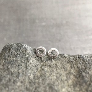 Small Open Circle Silver Stud Earrings, Round Sterling Silver Post Earrings