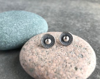 Sterling silver round stud earrings