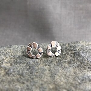 sterling silver odd shaped stud earrings, silver post earrings