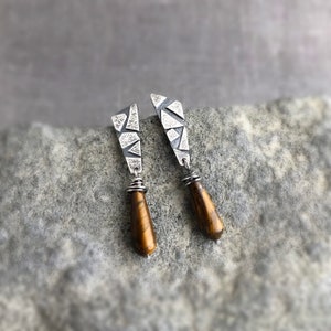 Tigerauge Teardrop Post Geometrische Sterling Silber Ohrringe