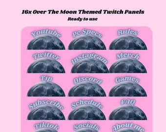 16x Over The Moon THEMED TWITCH PANELS - Stream graphics - Stream panels