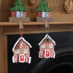 Crochet Pattern, Gingerbread House Christmas Tree Ornament, Wall Hanging Decoration, Applique