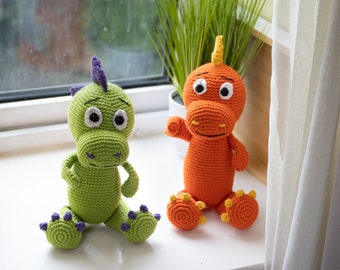 Modello dinosauro all'uncinetto PDF, giocattolo dinosauro Amigurumi, inglese