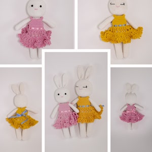 Crochet Pattern for Amigurumi Bunny, Crochet Bunny Rabbit with dress image 10