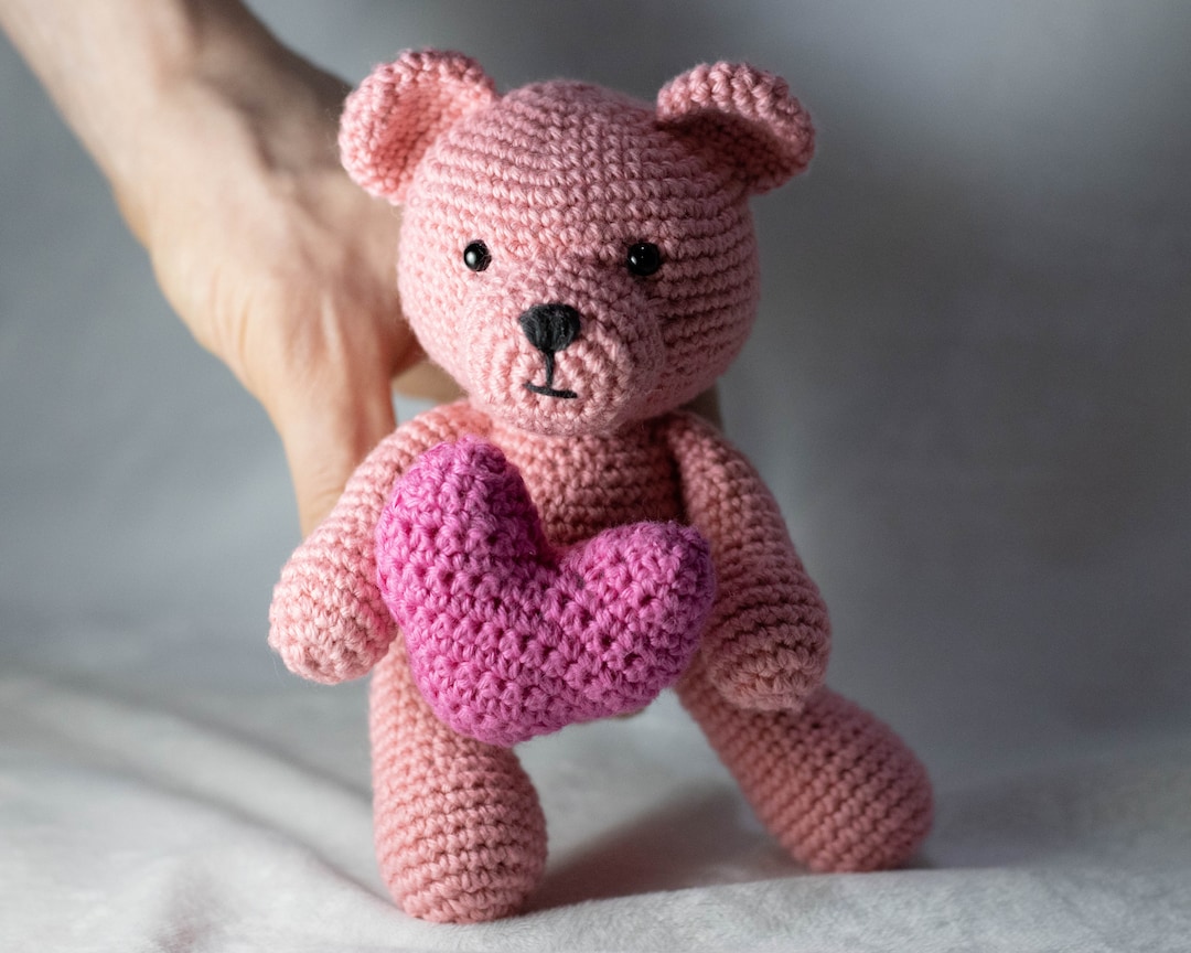 Crochet Teddy Bear With Heart Pattern, Valentine Amigurumi (PDF) - Etsy