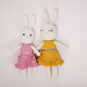 Crochet Pattern for Amigurumi Bunny, Crochet Bunny Rabbit with dress image 1