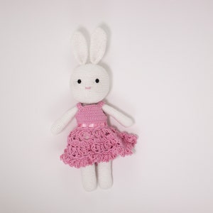 Crochet Pattern for Amigurumi Bunny, Crochet Bunny Rabbit with dress image 4