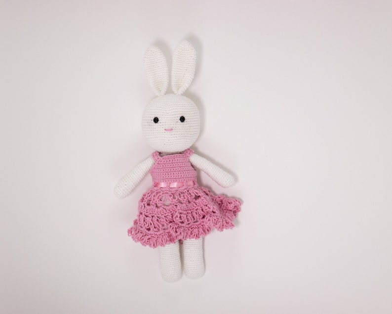 Crochet Pattern for Amigurumi Bunny, Crochet Bunny Rabbit with dress image 4