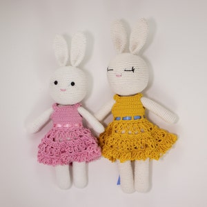 Crochet Pattern for Amigurumi Bunny, Crochet Bunny Rabbit with dress image 6