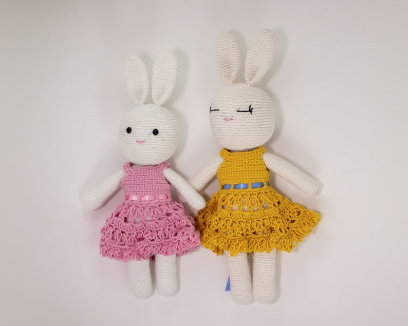 Crochet Pattern for Amigurumi Bunny, Crochet Bunny Rabbit with dress image 6