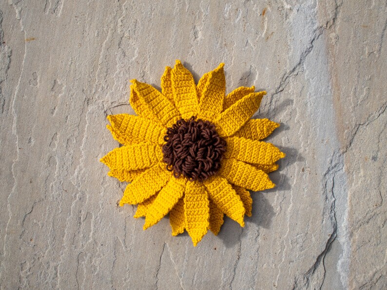 Crochet Sunflower PATTERN, Amigurumi Flower Tutorial PDF image 7