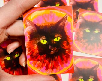 black cat matte sticker