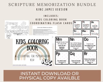 Livro de colorir de versículos bíblicos, livro de colorir baseado na fé, livro de colorir cristão, livro de colorir KJV, escola dominical, memorização de escrituras, KJV