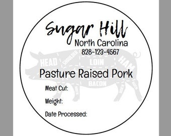 Rótulos de carne - Processamento de carne - Rótulos de carne fresca - Rótulo de carne suína - Rótulos de carne personalizados - Rótulo de embalagem de carne
