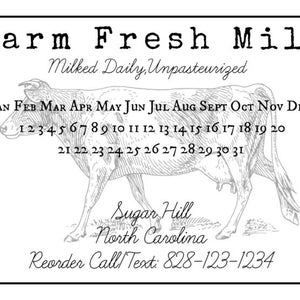 Fresh Milk Stickers - Milk Labels - Farm Fresh Labels -Milk Carton Label - Farm Sticker - Farm Product Label - Dairy Stickers - Cow Label