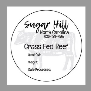 Meat Labels - Meat Processing - Fresh Meat Labels - Beef label - Custom meat labels - Meat packaging label - Grass Fed Beef labels - Beef
