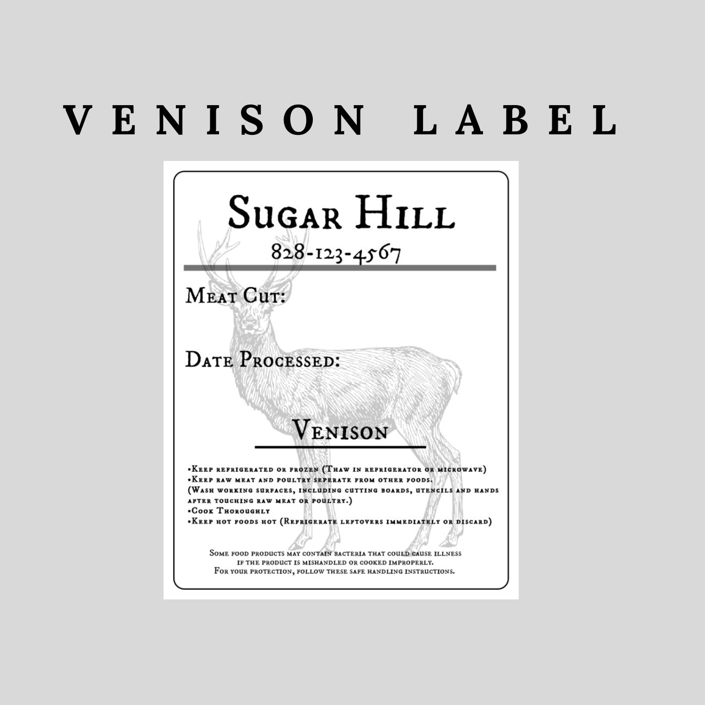 Venison Meat - Meat Template - Venison Labels - Meat Labels - Venison ...