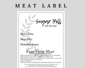 Rótulos de carne - Instruções de manuseio seguro - Processamento de carne - Rótulos de carne fresca - Rótulo de embalagem - Rótulos de carne personalizados - Rótulo de embalagem de carne