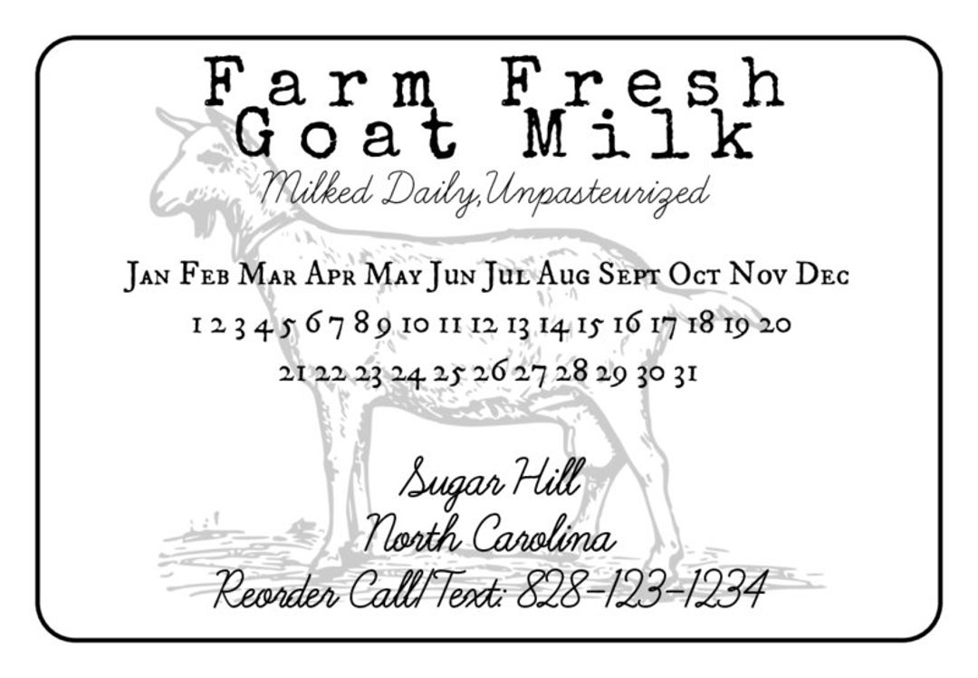 Fresh Goat Milk Stickers Goat Milk Labels Farm Fresh Stickers milk Carton Labels Farm Stickers