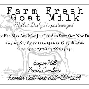 Fresh Goat Milk Stickers - Goat Milk Labels - Farm Fresh Stickers -Milk Carton Labels - Farm Stickers- Farm Product Label - Goat Milk - Milk