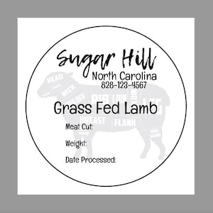 Meat Labels - Meat Processing - Fresh Meat Labels - Lamb label - Custom meat labels - Meat packaging label - Grass Fed Lamb labels - Lamb
