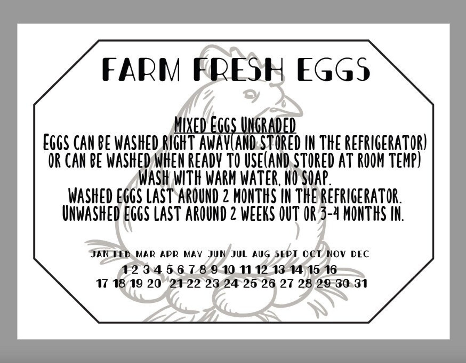 Chicken Date Labels Fresh Egg Stickers Farm Fresh Labels Egg Carton