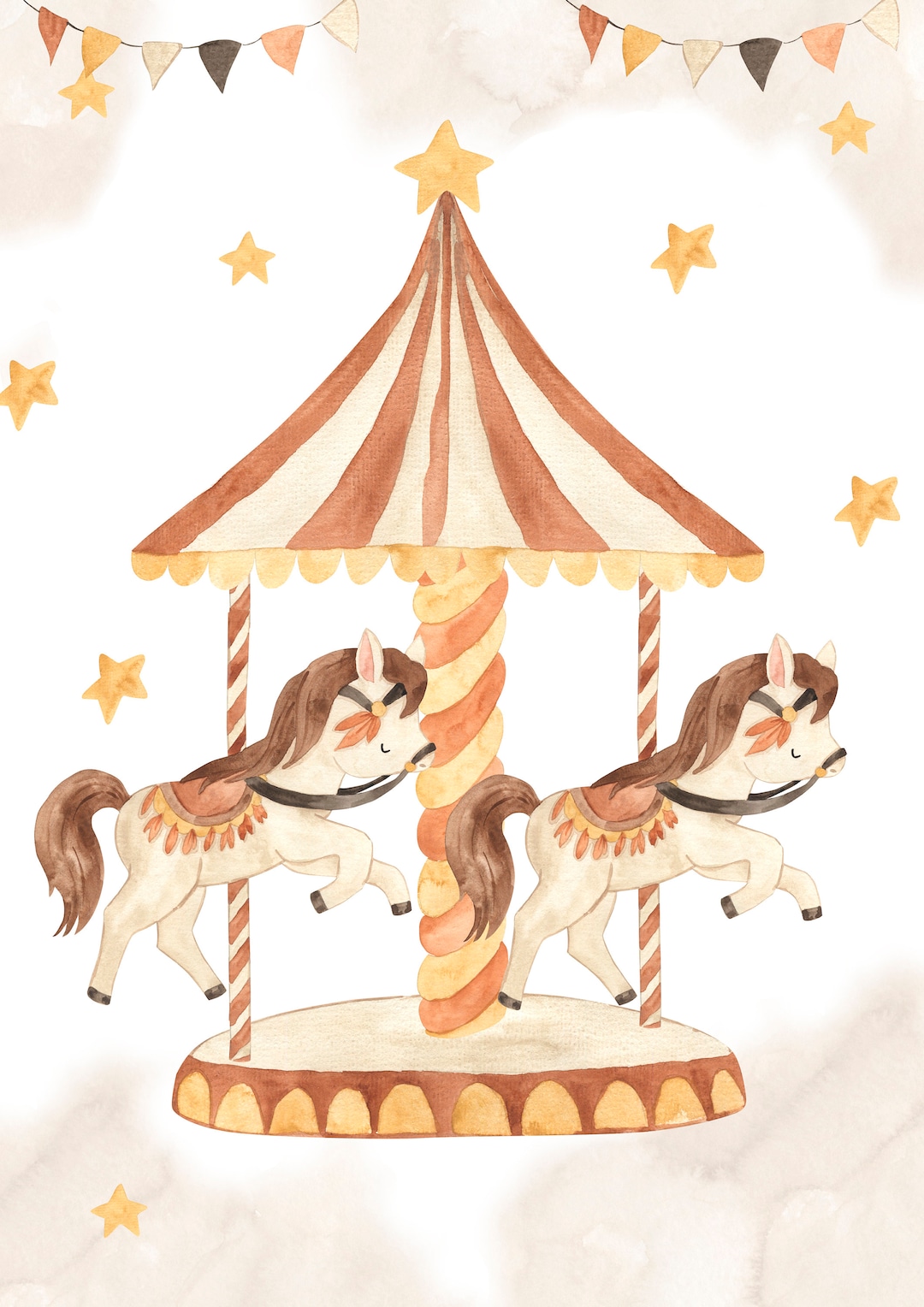 Vintage Circus Animal Watercolor Prints – Nursery Art, Set of 5 (JPEG ...