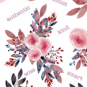 Positive Affirmations Display - Floral Blossoms - Elegant Watercolor Flowers