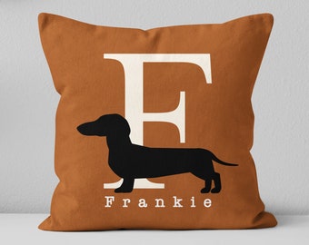 Personalized Dachshund pillow / Dachshund monogram pillow / Gift for Dachshund dad and mom / Dog lover gift / 18x18 pillow Insert included