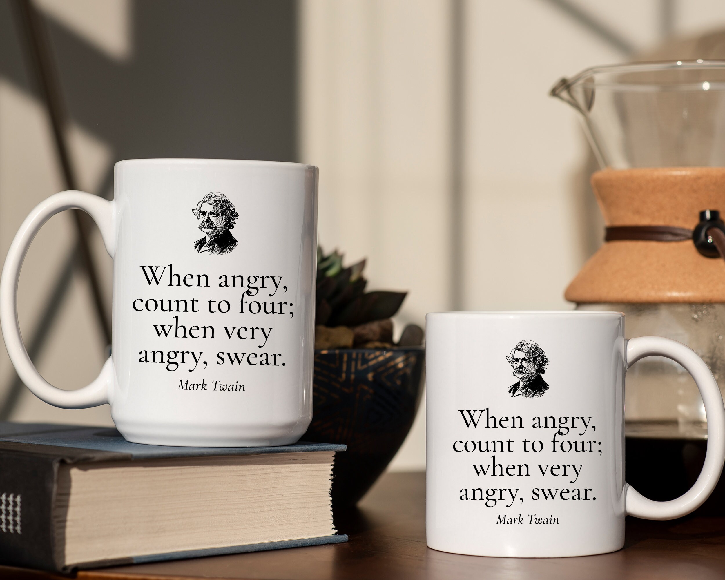 Mark Twain Quote Mug / When Angry Count to Four / Famous Quote Gift ...