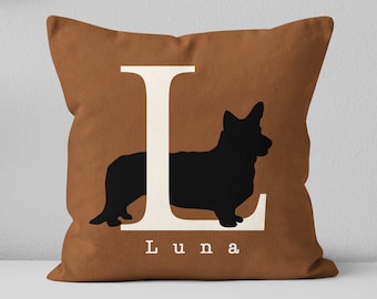 Corgi monogram pillow / Custom Corgi name and initial pillow / Corgi mom gift / Corgi dad gift / Dog lover gift / 18x18 Insert included