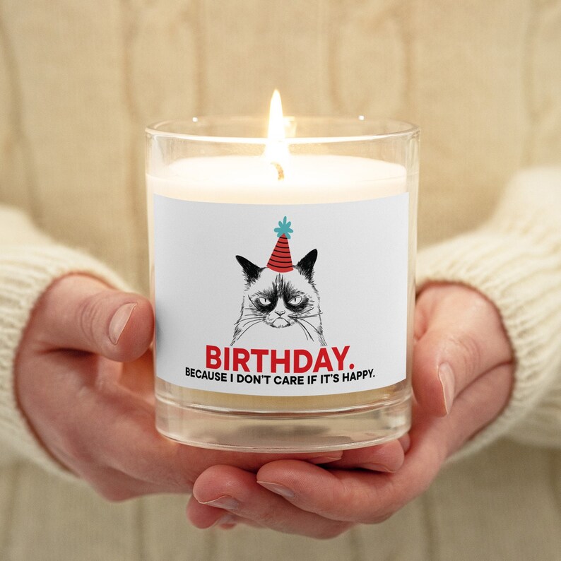 Funny Grumpy Cat Birthday Candle / Cat Lover Gift / Birthday Idea Gift