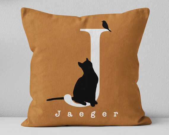 Custom cat pillow / Cat lover gift / Cat mom gift / Cat dad gift / Cat silhouette / 18x18 pillow / Insert included