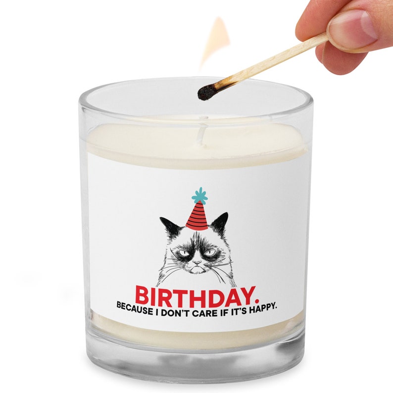 Funny Grumpy Cat Birthday Candle / Cat Lover Gift / Birthday Idea Gift