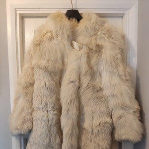 White / Shadow / Arctic Fox Real Vintage Fur Coat / Jacket Size Large / 12 - 18