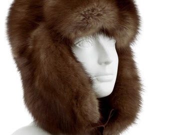 Mens / Unisex Fully fur Covered Real Russian Sable Trooper Hat / Ushanka