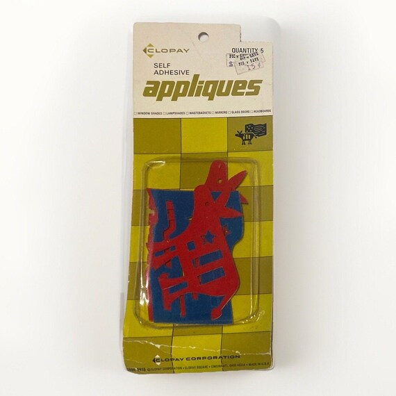Clopay Democratic Party Self Adhesive Applique Pieces 1970s Vintage Retro Patches Donkey NOS