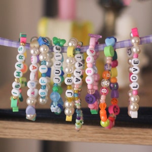 Personalized bead bracelet in several colors first name, dates, letters, messages, initials image 1