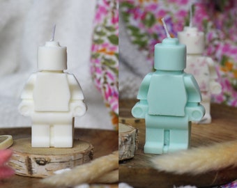 Bougie en forme de Lego - naturelle fait-main - bougie originale - bougie colorée - bougie mignonne - bougie robot de cire