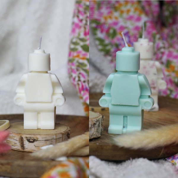 Lego shaped candle - natural handmade - original candle - colorful candle - cute candle - wax robot candle
