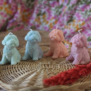 Candle in the shape of a small dog, several colors - original decorative candle - natural and vegan handmade - dog lover gift