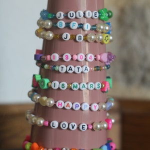 Personalized bead bracelet in several colors first name, dates, letters, messages, initials image 4