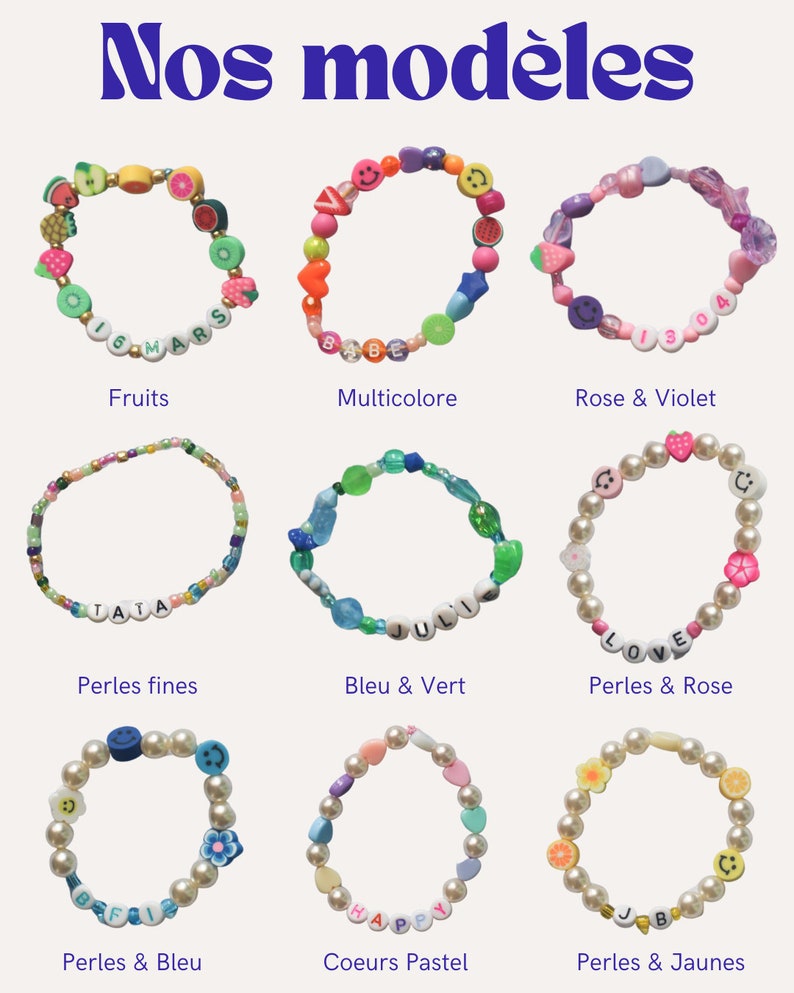 Bracelet personnalisé en perles plusieurs couleurs prénom, dates, lettres, messages, initiales image 5