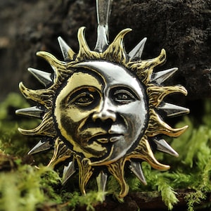 Sun and Moon Pendant, pagan, witch, alchemy